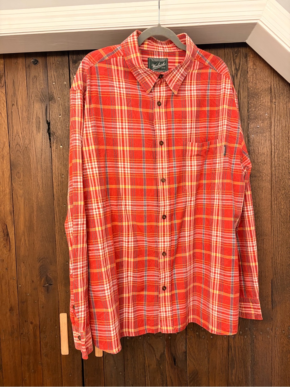 Woolrich Men's Red Plaid Button-Up Shirt